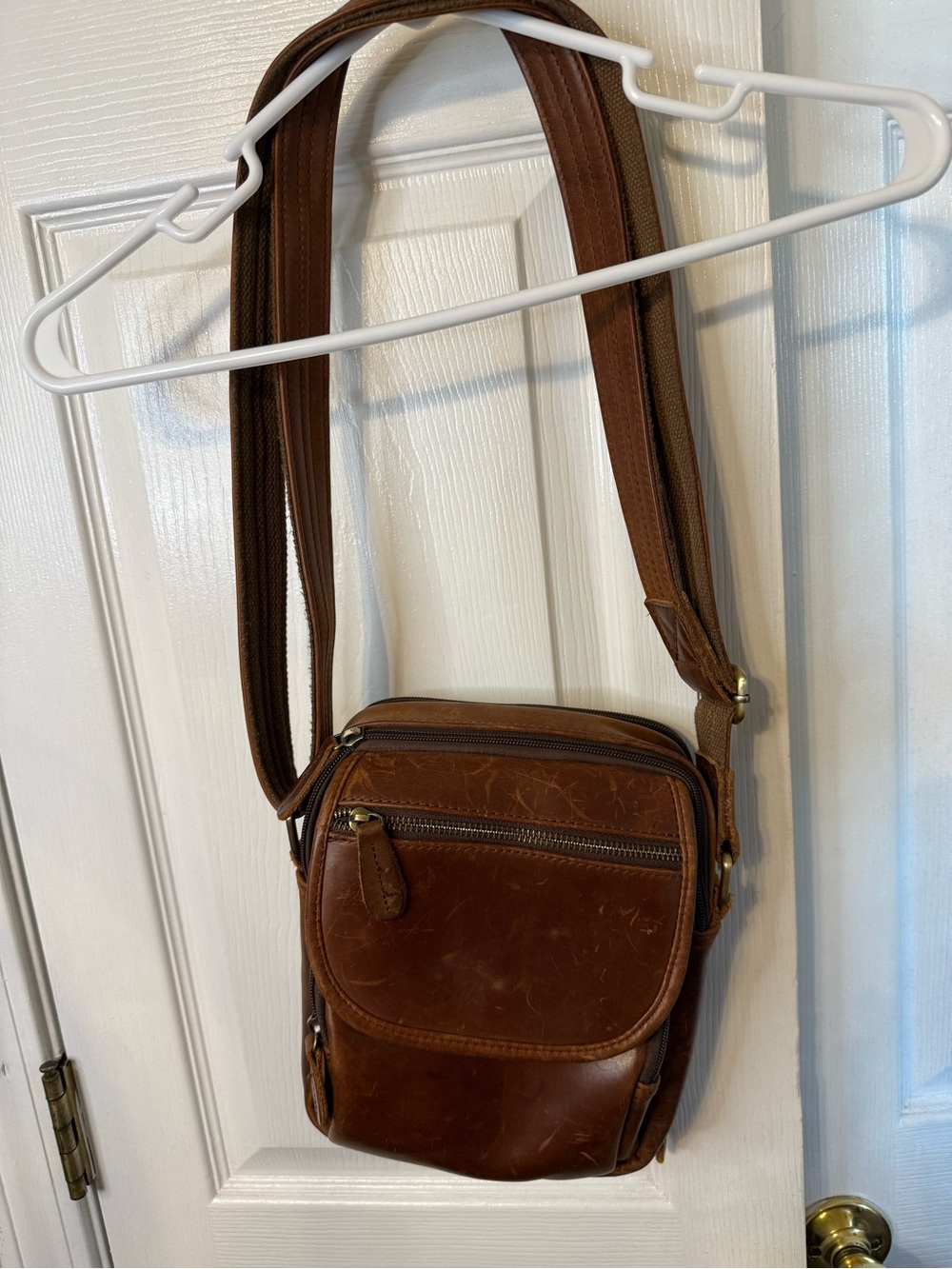 Roma Brown Leather Crossbody Bag - Rich Brown Locking Conceal Carry Compartment